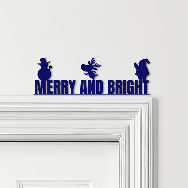 Door Topper Merry & Bright Christmas Decor Quote Various Colours Decorative Sign