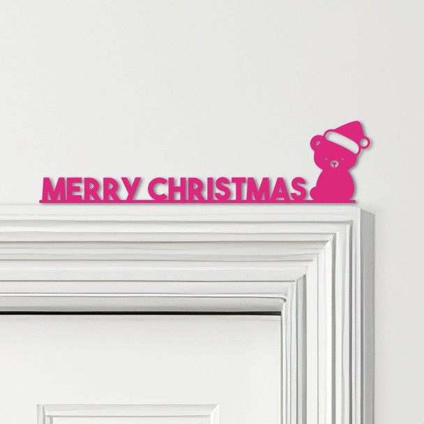 Door Topper Merry Christmas Decor Teddy Bear Various Colours Frame Decor Sign
