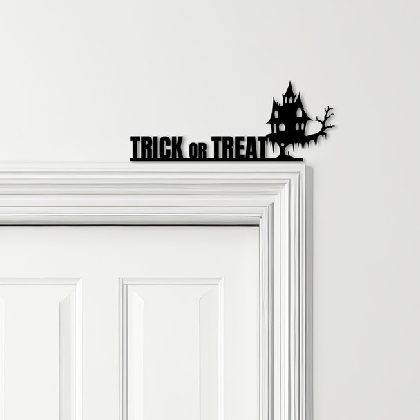 Door Topper Trick Or Treat Haunted House Halloween Decor Various Colours Sign