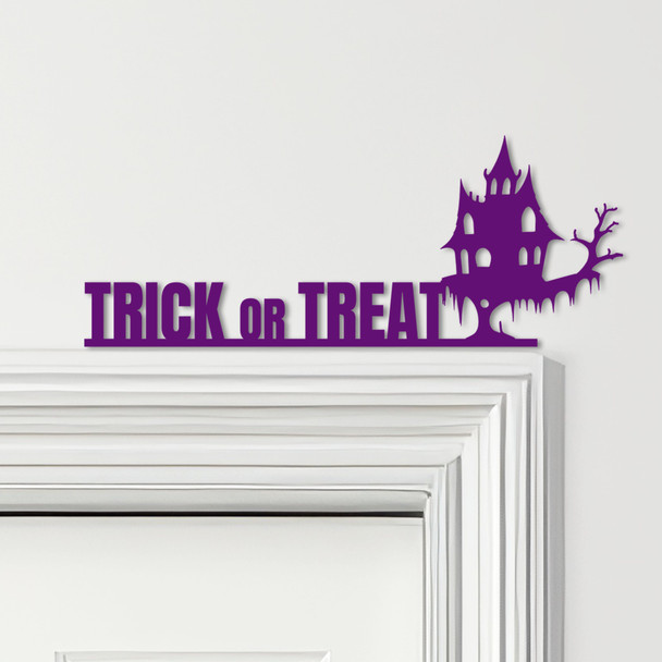 Door Topper Trick Or Treat Haunted House Halloween Decor Various Colours Sign