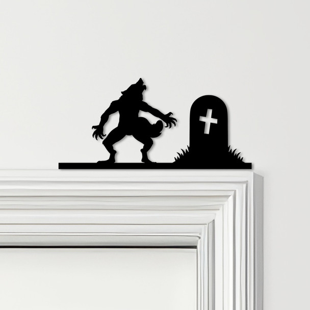 Door Topper Werewolf Gravestone Halloween Decor Various Colours Decorative Sign