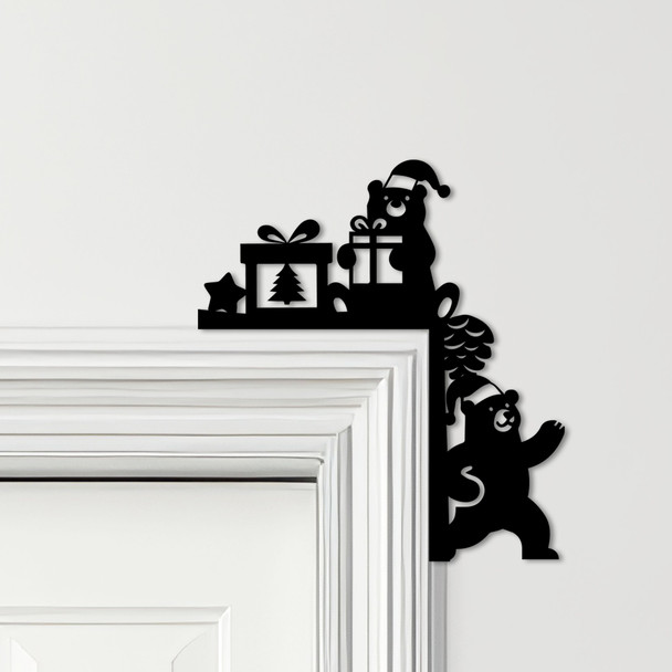 Door Topper Christmas Decor Bears With Presents Various Colours Decorative Sign