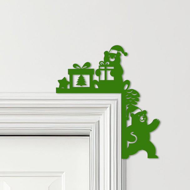 Door Topper Christmas Decor Bears With Presents Various Colours Decorative Sign