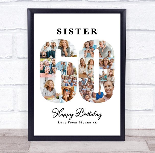 Photo Collage 60th Birthday Custom Gift For Her 18-Photo 60 Print Or Canvas