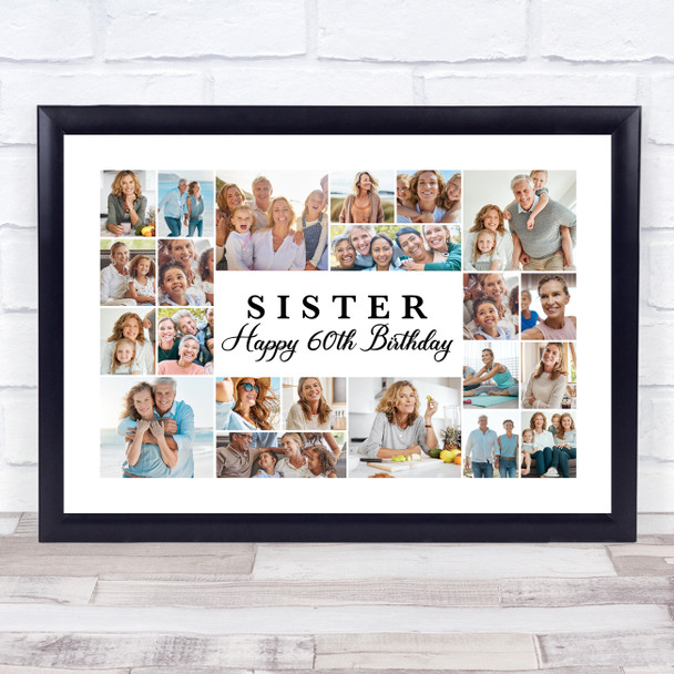 Photo Collage 60th Birthday Custom Gift For Sister 22-Photo Print Or Canvas