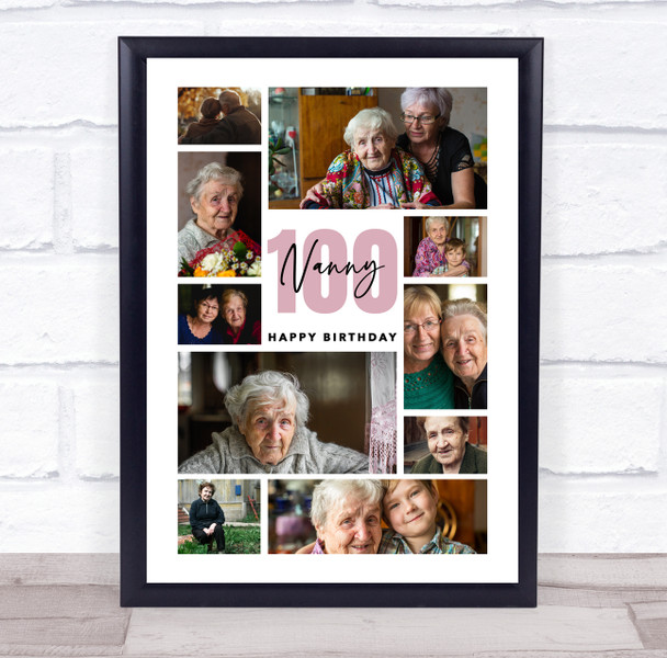 Photo Collage 100th Birthday Custom Gift For Nanny 10-Photo Print Or Canvas Photo Collage 100th Birthday Custom Gift For Nanny 10-Photo Print Or Canvas