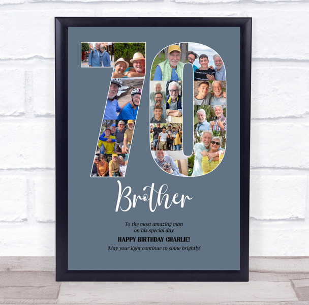 Photo Collage 70th Birthday Custom Gift For Him 16-Photo 70 Print Or Canvas