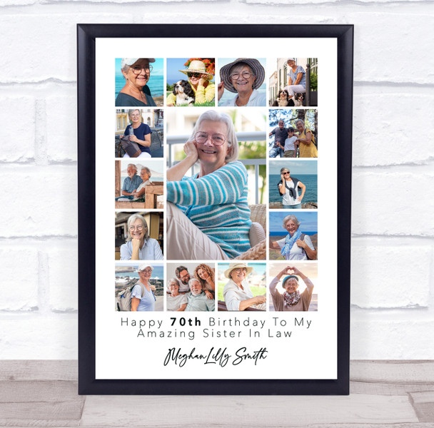 Photo Collage 70th Birthday Gift For Sister-In-Law 15-Photo Print Or Canvas