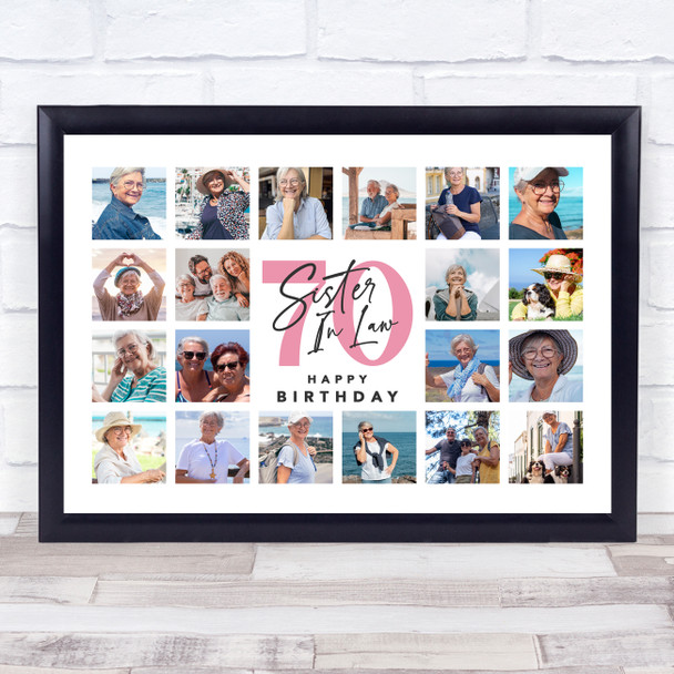 Photo Collage 70th Birthday Gift For Sister-In-Law 20-Photo Print Or Canvas