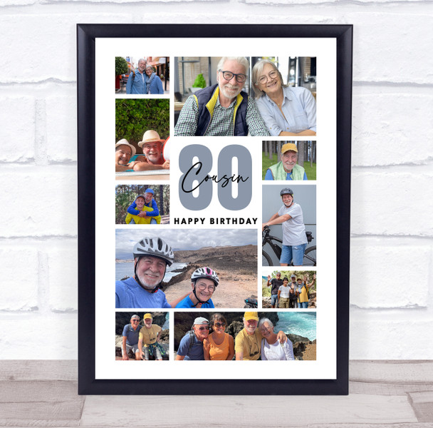 Photo Collage 80th Birthday Custom Gift For Cousin 10-Photo Print Or Canvas