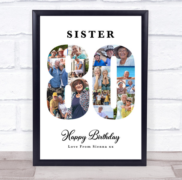 Photo Collage 80th Birthday Custom Gift For Her 16-Photo 80 Print Or Canvas