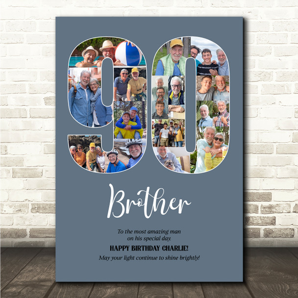 Photo Collage 90th Birthday Custom Gift For Him 16-Photo 90 Print Or Canvas
