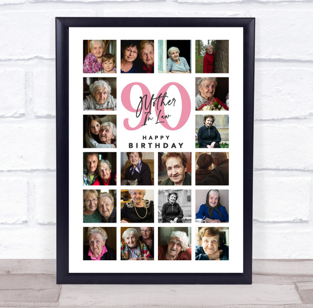Photo Collage 90th Birthday Gift For Mother-In-Law 20-Photo Print Or Canvas