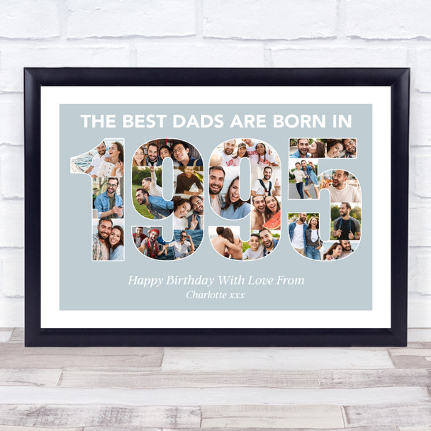 Photo Collage Blue Birthday Gift For Dad 22-Photo Year 1995 Print Or Canvas