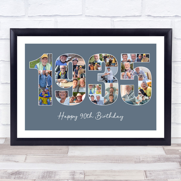 Photo Collage Blue Birthday Gift For Him 24-Photo Year 1935 Print Or Canvas
