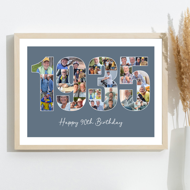 Photo Collage Blue Birthday Gift For Him 24-Photo Year 1935 Print Or Canvas
