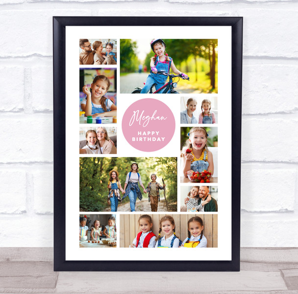 Photo Collage Kids Girls Birthday Custom Gift 10-Photo Pink Print Or Canvas