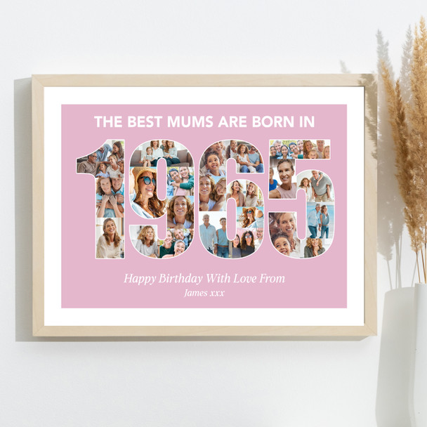 Photo Collage Pink Birthday Gift For Mum 24-Photo Year 1965 Print Or Canvas