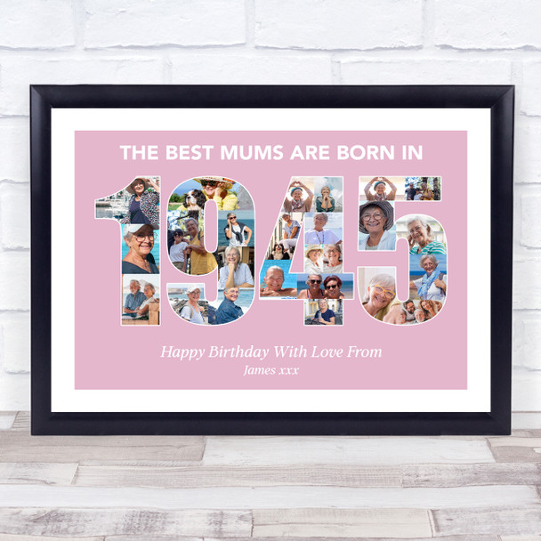 Photo Collage Pink Birthday Gift For Mum 25-Photo Year 1945 Print Or Canvas