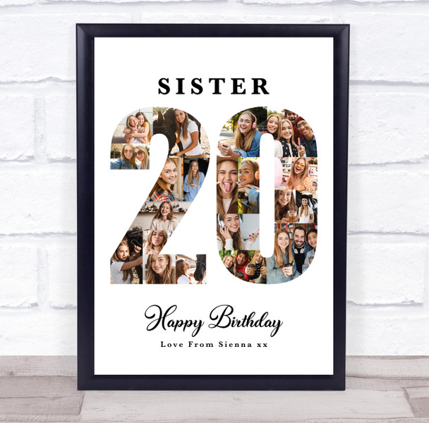 Photo Collage 20th Birthday Gift For Her 20-Photo Number 20 Print Or Canvas