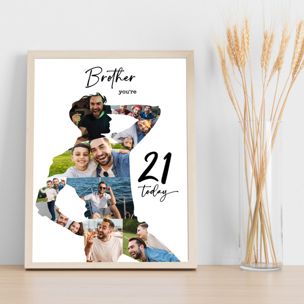 Photo Collage 21st Birthday Custom Gift For Brother 9-Photo Print Or Canvas