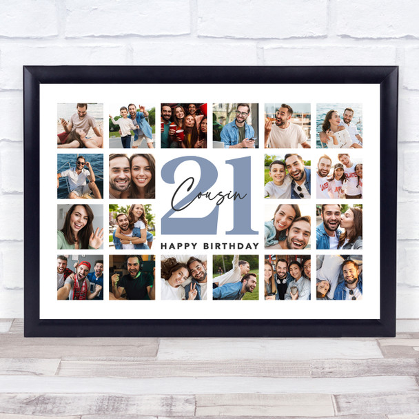 Photo Collage 21st Birthday Custom Gift For Cousin 20-Photo Print Or Canvas