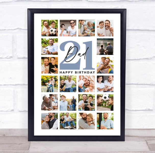 Photo Collage Print Or Canvas 21st Birthday Personalised Gift For Dad 20-Photo