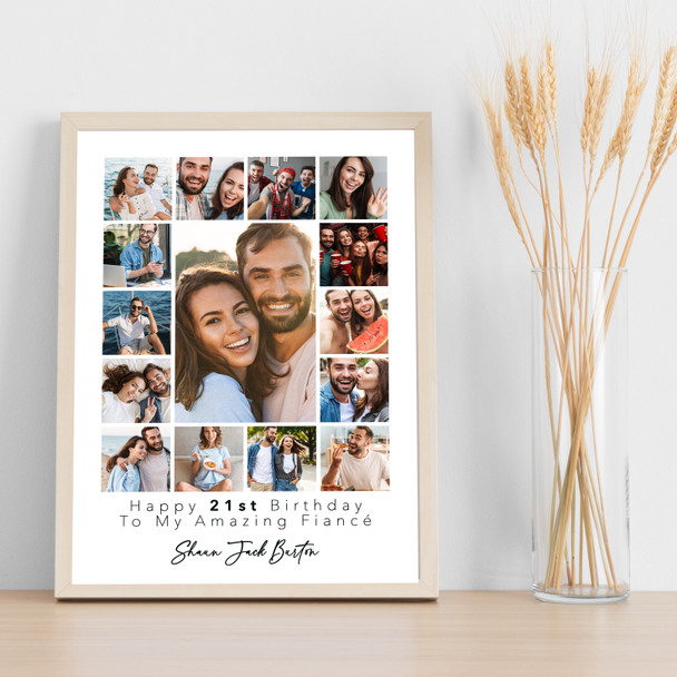 Photo Collage 21st Birthday Custom Gift For Fiancé 15-Photo Print Or Canvas Photo Collage 21st Birthday Custom Gift For Fiancé 15-Photo Print Or Canvas