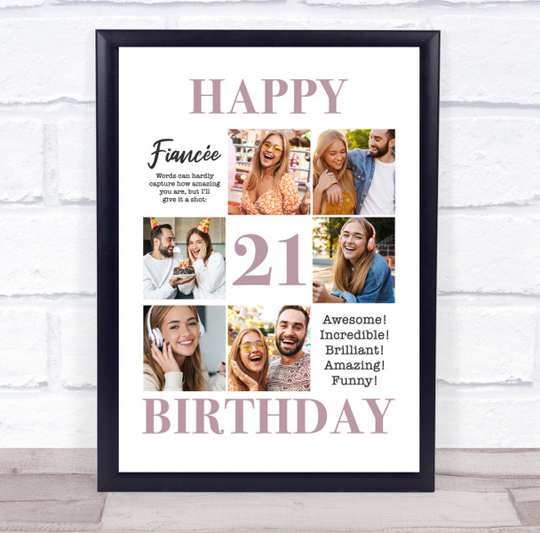 Photo Collage 21st Birthday Custom Gift For Fiancée 6-Photo Print Or Canvas
