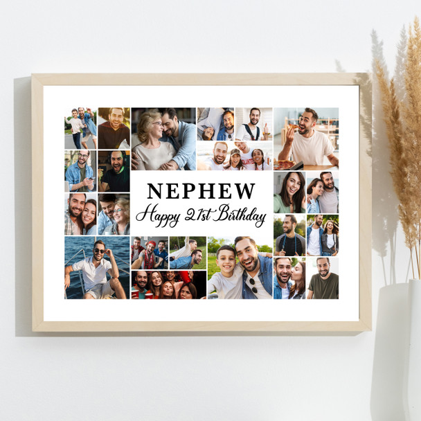 Photo Collage 21st Birthday Custom Gift For Nephew 22-Photo Print Or Canvas