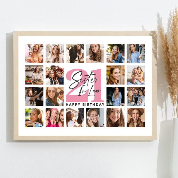 Photo Collage 21st Birthday Gift For Sister-In-Law 20-Photo Print Or Canvas
