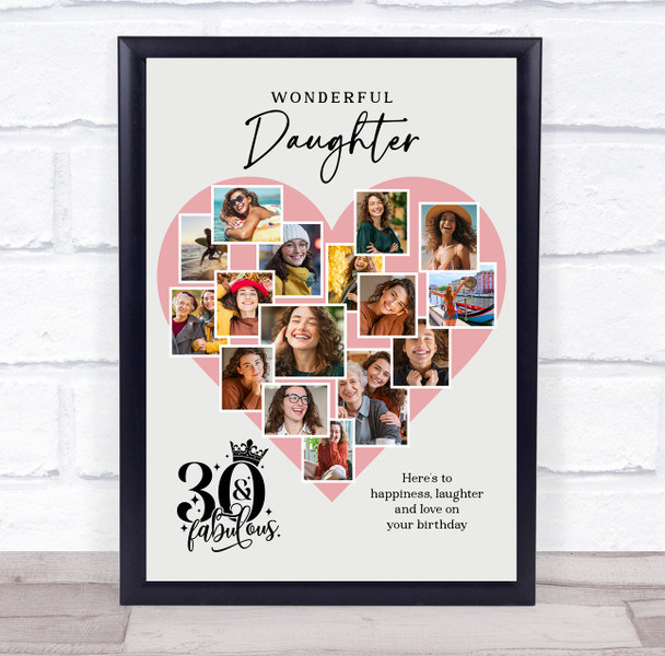 Photo Collage 30th Birthday Gift For Daughter 16-Photo Pink Print Or Canvas Photo Collage 30th Birthday Gift For Daughter 16-Photo Pink Print Or Canvas