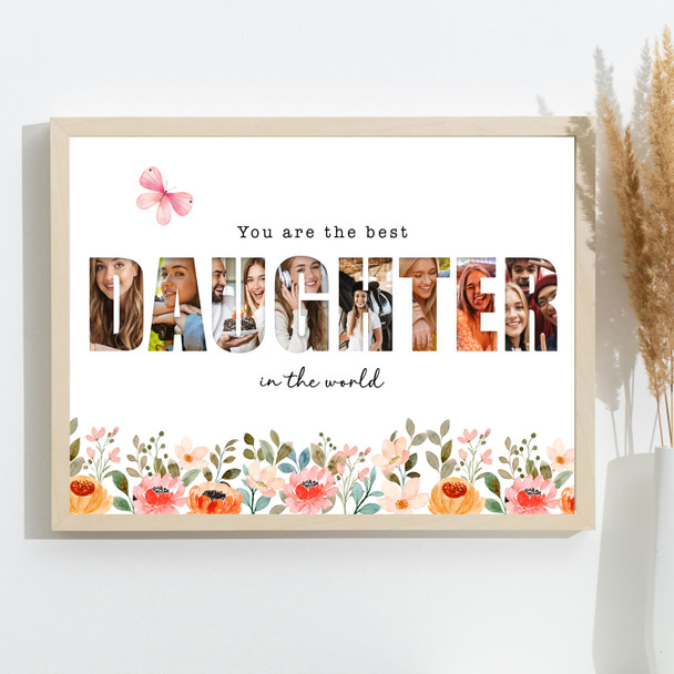 Photo Collage Floral 8-Photo Gift For Daughter Any Occasion Print Or Canvas