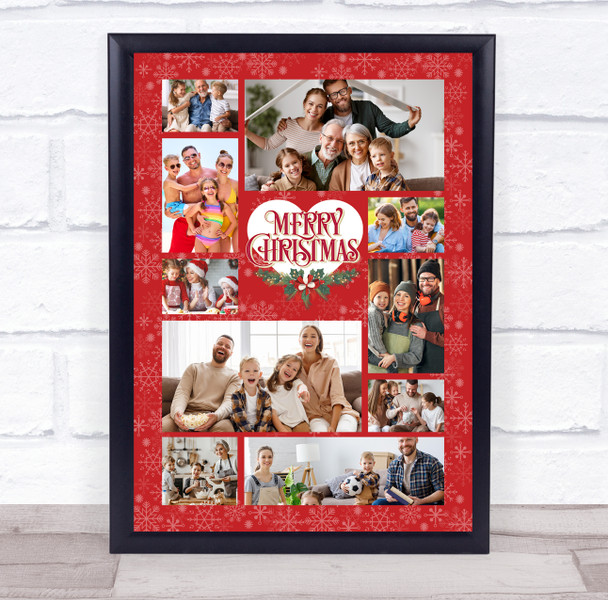 Photo Collage Christmas Custom Gift For Anyone 10-Photo Red Print Or Canvas