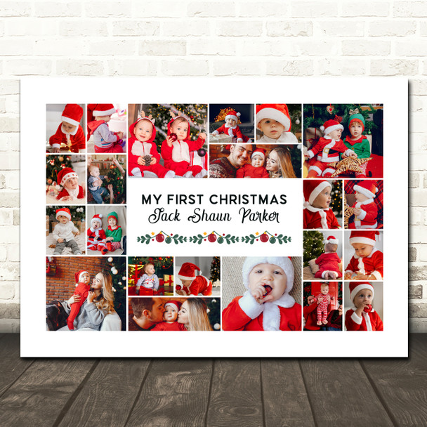 Photo Collage First Christmas Custom Gift For Baby 22-Photo Print Or Canvas