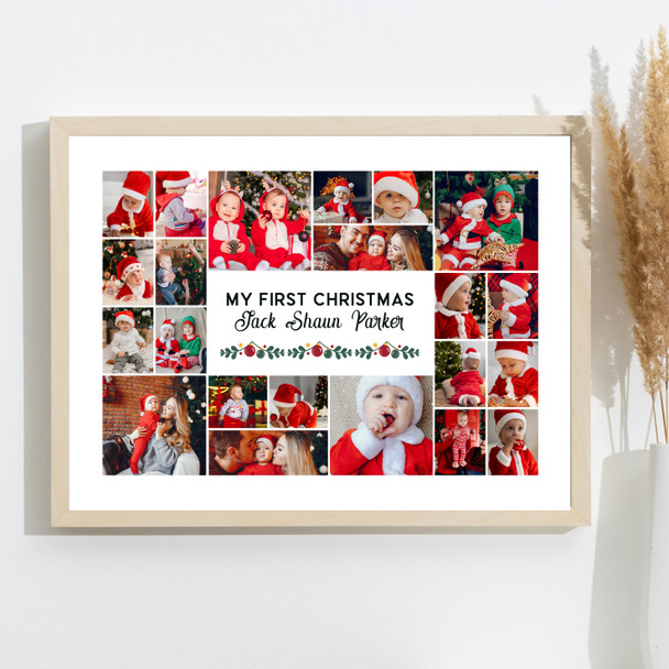 Photo Collage First Christmas Custom Gift For Baby 22-Photo Print Or Canvas