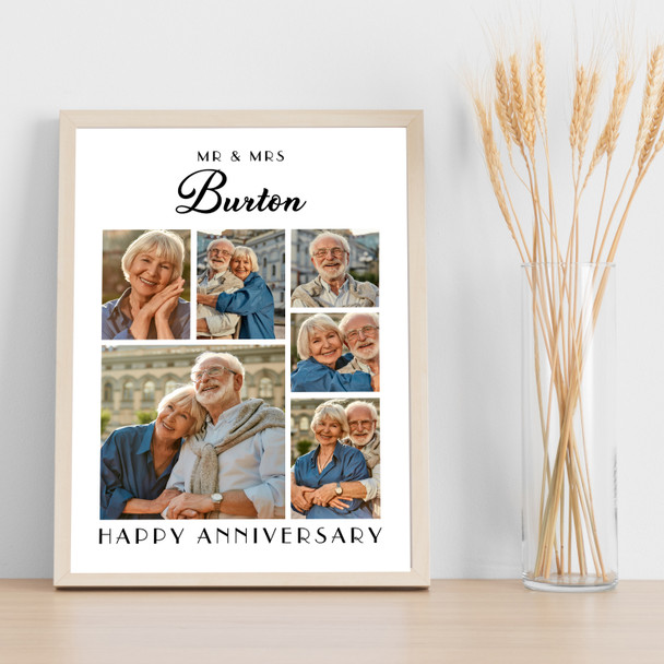 Photo Collage Wedding Anniversary Custom Gift 6-Photo White Print Or Canvas