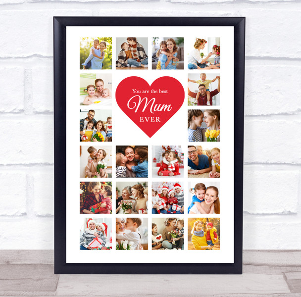 Photo Collage Mother's Day Gift For Mum 20-Photo Red Heart Print Or Canvas