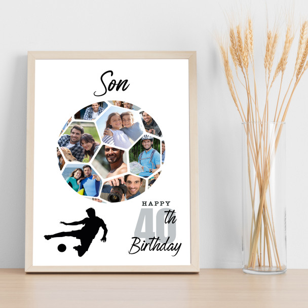 Photo Collage 40th Birthday Gift For Son 14-Photo Football Print Or Canvas