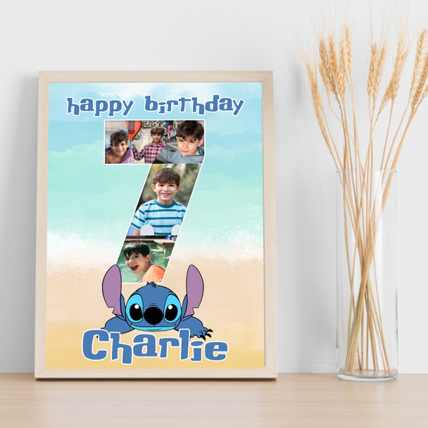 Photo Collage 5-Photo Birthday Gift For Kids Lilo & Stitch Print Or Canvas