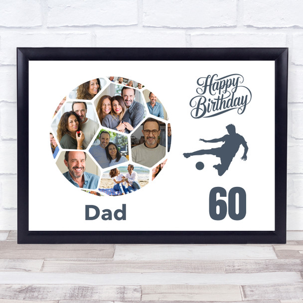 Photo Collage 60th Birthday Gift For Dad 14-Photo Football Print Or Canvas