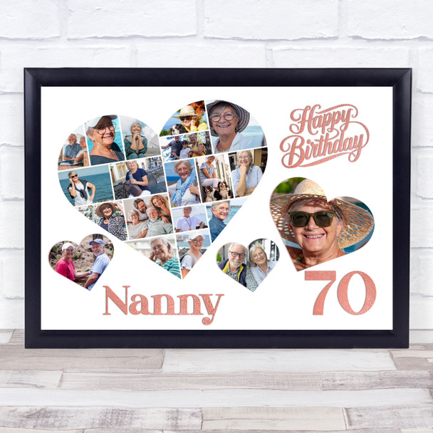 Photo Collage 70th Birthday Gift For Nanny 20-Photo Hearts Print Or Canvas Photo Collage 70th Birthday Gift For Nanny 20-Photo Hearts Print Or Canvas