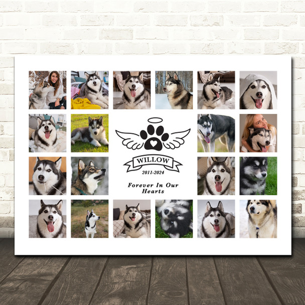 Photo Collage Pets Memorial Gift For Anyone 20-Photo Paw Print Or Canvas