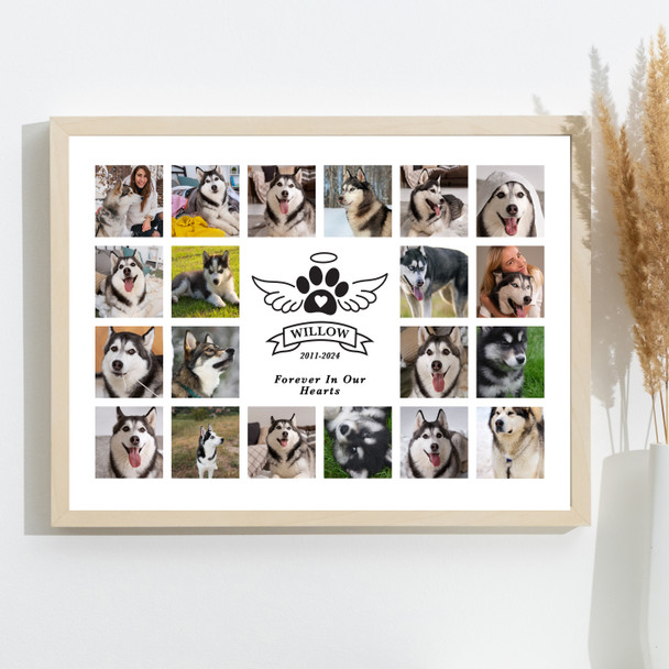 Photo Collage Pets Memorial Gift For Anyone 20-Photo Paw Print Or Canvas