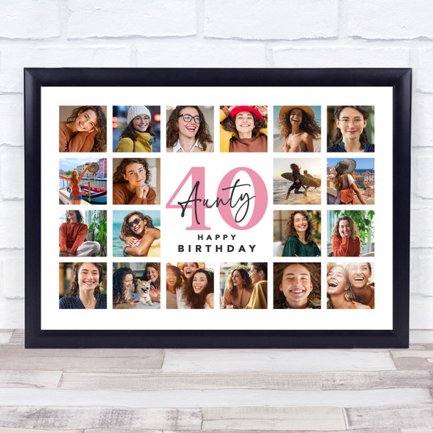 Photo Collage 40th Birthday Personalised Gift For Aunty 20-Photo Print Or Canvas