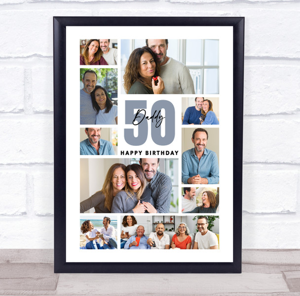 Photo Collage 50th Birthday Personalised Gift For Daddy 10-Photo Print Or Canvas
