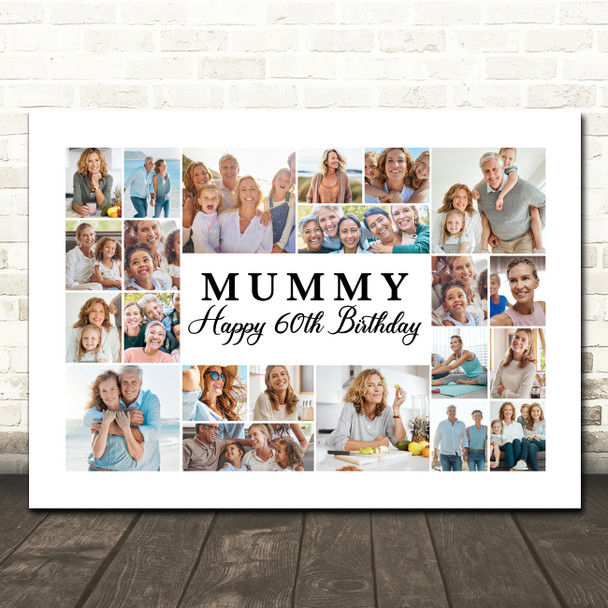 Photo Collage 60th Birthday Personalised Gift For Mummy 22-Photo Print Or Canvas