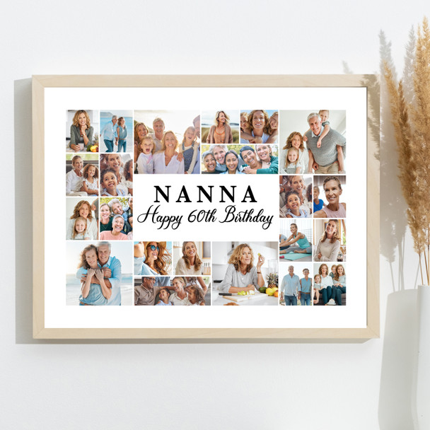 Photo Collage 60th Birthday Personalised Gift For Nanna 22-Photo Print Or Canvas