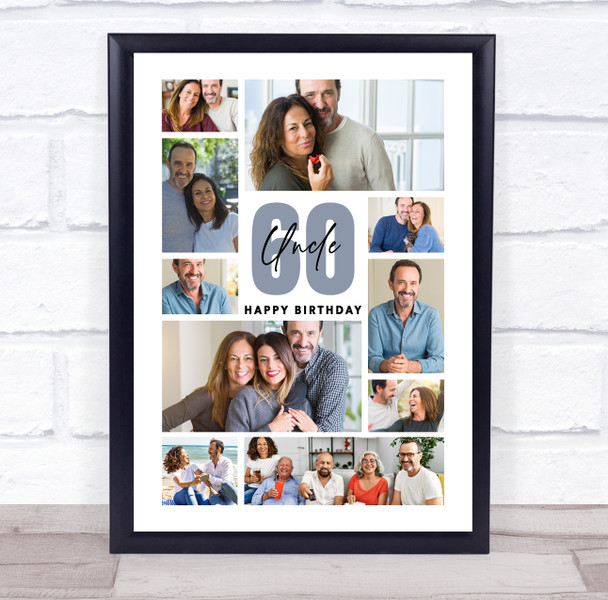 Photo Collage 60th Birthday Personalised Gift For Uncle 10-Photo Print Or Canvas