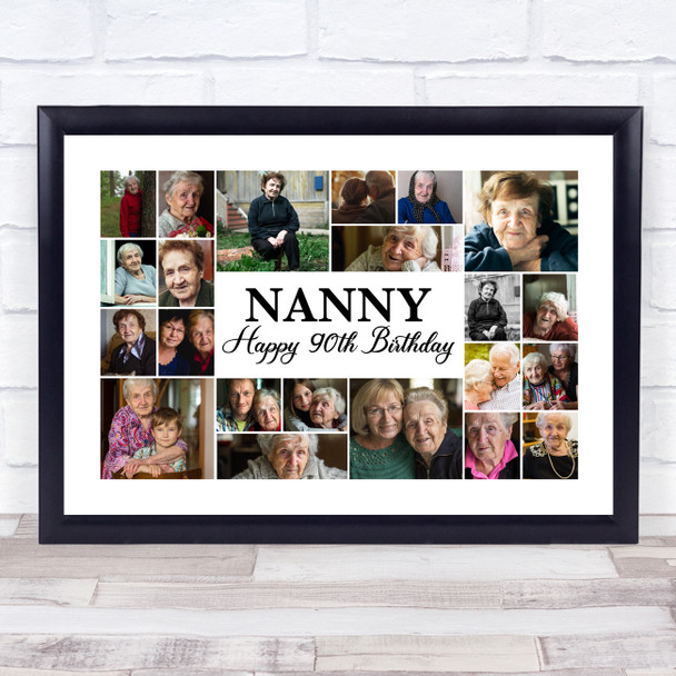 Photo Collage 90th Birthday Personalised Gift For Nanny 22-Photo Print Or Canvas Photo Collage 90th Birthday Personalised Gift For Nanny 22-Photo Print Or Canvas
